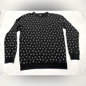 DOPE Mens Black & White Pullover Sweatshirt All Over Print Size XL 29.5L X  23W